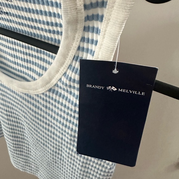 Brandy Melville Sky Blue and White Checkered Tank Top - Picture 3 of 3